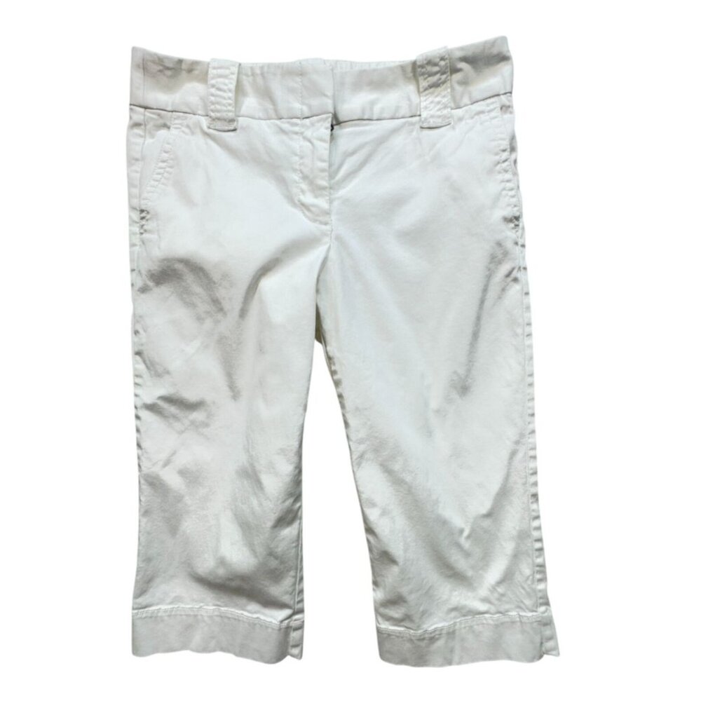J. Crew Womens Chino Capri Pants Size 8 White Favorite Fit Stretch Casual Pocket